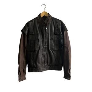 Vintage Elliot Kastle Leather Jacket Brown Aviator Bomber 40 Made in Taiwan M/L